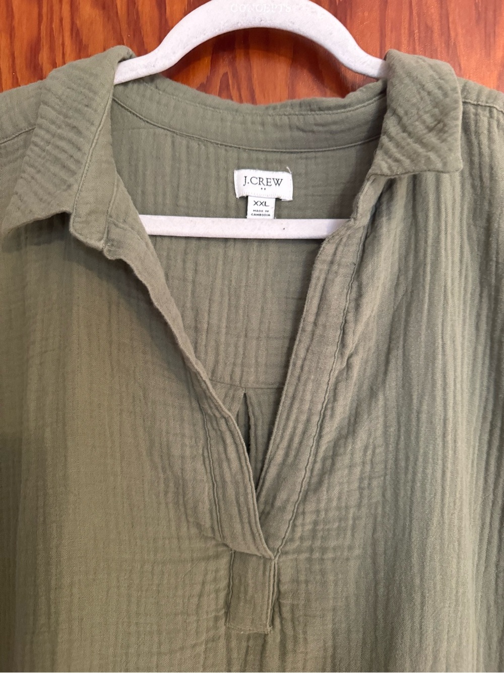 J. Crew Women’s Olive Green Cotton Gauze Shirt Dress Size XXL - Picture 3 of 7